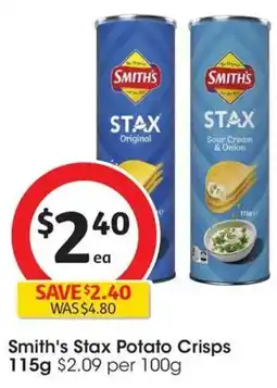 Coles Smiths Stax Potato Crisps offer