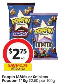 Coles Poppin M&Ms or Snickers Popcorn offer