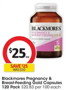 Coles Blackmores Pregnancy & Breast Feeding Gold Capsules offer