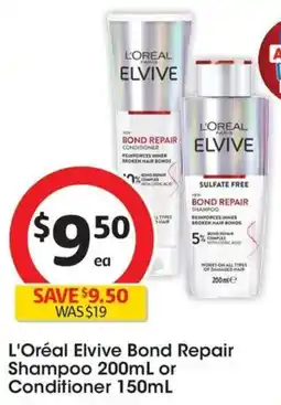 Coles L Oréal Elvive Bond Repair Shampoo or Conditioner offer