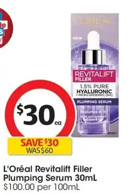 Coles L Oréal Revitalift Filler Plumping Serum offer