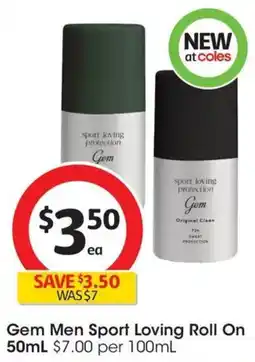 Coles Gem Men Sport Loving Roll On offer