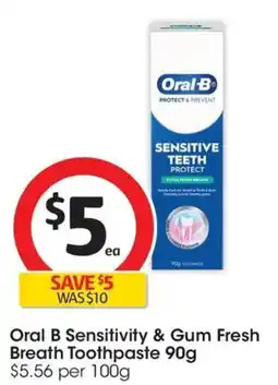 Coles Oral B Sensitivity & Gum Fresh Breath Toothpaste offer