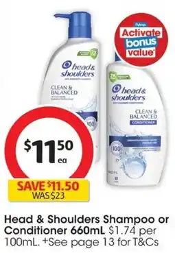 Coles Head & Shoulders Shampoo or Conditioner offer