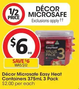 Coles Décor Microsafe Easy Heat Containers offer