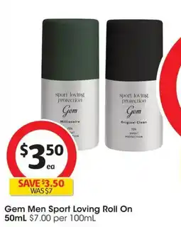 Coles Gem Men Sport Loving Roll On offer