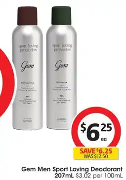 Coles Gem Men Sport Loving Deodorant offer