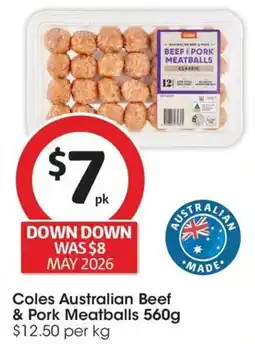 Coles Coles Australian Beef & Pork Meatballs offer