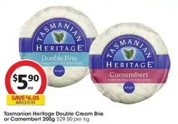 Coles Tasmanian Heritage Double Cream Brie or Camembert offer