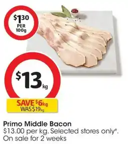 Coles Primo Middle Bacon offer