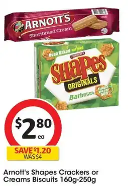 Coles Arnotts Shapes Crackers or Creams Biscuits offer