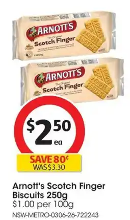 Coles Arnotts Scotch Finger Biscuits offer