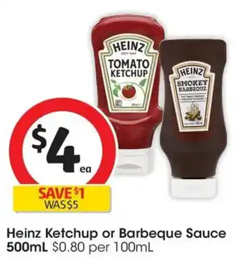 Coles Heinz Ketchup or Barbeque Sauce offer