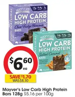 Coles Mayvers Low Carb High Protein Bars offer