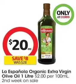 Coles La Española Organic Extra Virgin Olive Oil offer