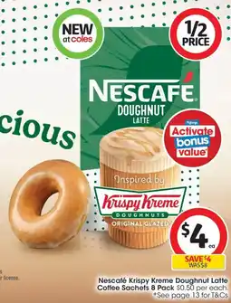Coles Nescafé Krispy Kreme Doughnut Latte Coffee Sachets offer