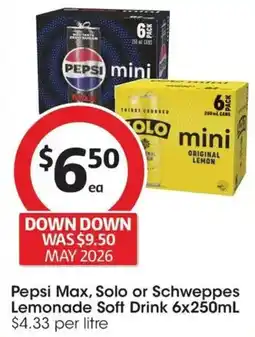 Coles Pepsi Max Solo or Schweppes Lemonade Soft Drink offer