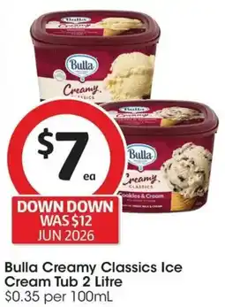 Coles Bulla Creamy Classics Ice Cream Tub offer