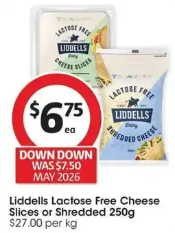 Coles Liddells Lactose Free Cheese Slices or Shredded offer