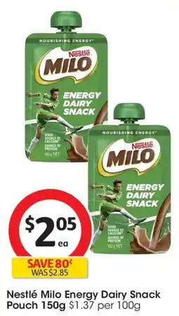 Coles Nestlé Milo Energy Dairy Snack Pouch offer