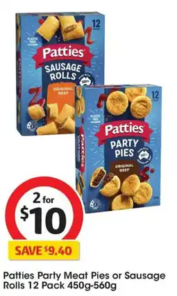 Coles Patties Party Meat Pies or Sausage Rolls offer