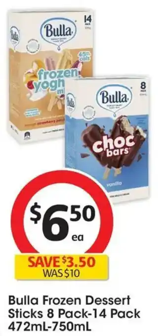 Coles Bulla Frozen Dessert Sticks offer