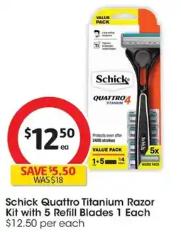 Coles Schick Quattro Titanium Razor Kit with 5 Refill Blades 1 Each offer