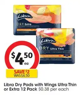 Coles Libra Dry Pads with Wings Ultra Thin or Extra offer