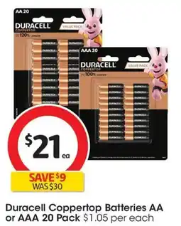Coles Duracell coppertop batteries aa or aaa offer