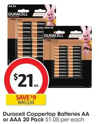 Coles Duracell coppertop batteries aa or aaa offer