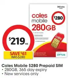 Coles Coles mobile prepaid sim offer
