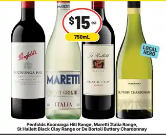 Penfolds koonunga hill range, maretti italia range, st hallett black clay range or de bortoli buttery chardonnay