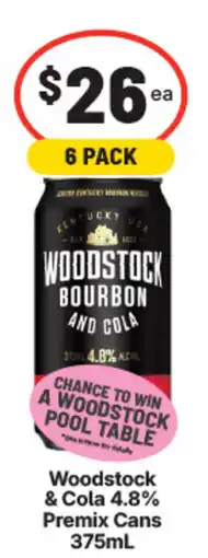 IGA Liquor Woodstock & cola 4.8% premix cans offer