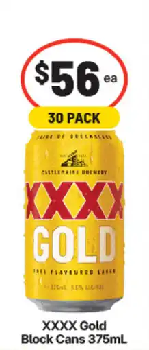 IGA Liquor Xxxx gold block cans offer