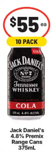 IGA Liquor Jack Daniel's 4.8% Premix Range Cans offer