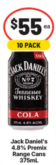 IGA Liquor Jack Daniel's 4.8% Premix Range Cans offer