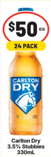 IGA Liquor Carlton Dry 3.5% Stubbies offer