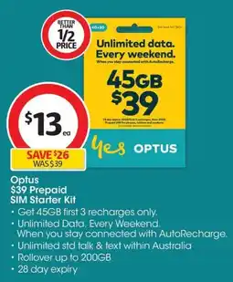 Coles Optus prepaid sim starter kit offer