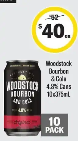 Coles Woodstock Bourbon & Cola 4.8% Cans offer
