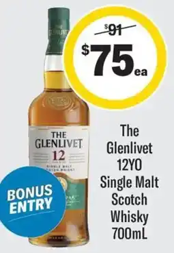 Coles The glenlivet 12yo single malt scotch whisky offer