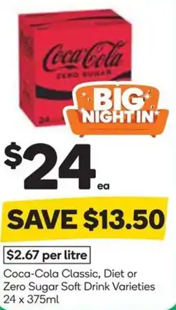Woolworths Coca Cola Classic Diet or Zero Sugar Soft Drink Varieties offer