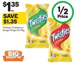 Woolworths Twisties Cheetos or Burger Rings offer
