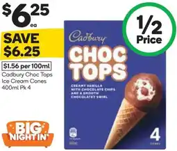 Woolworths Cadbury Choc Tops Ice Cream Cones offer