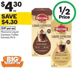 Woolworths Moccona Liquid Espresso Coffee Sachets offer