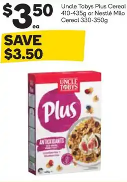 Woolworths Uncle Tobys Plus Cereal or Nestlé Milo Cereal offer