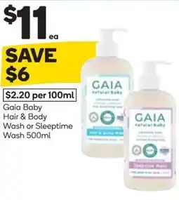 Woolworths Gaia Baby Hair & Body Wash or Sleeptime Wash offer