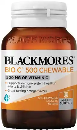Pharmacy Best Buys Blackmores Bio C 500 Chewable 50 Tablets offer