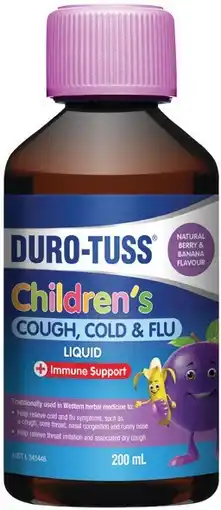 Pharmacist Advice Duro-Tuss Children's Cough, Cold & Flu Liquid + Immune Support offer