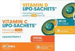 Pharmacist Advice Lipo-Sachets Vitamin C Original or Vitamin D Melon Flavour 30 x 5g Sachets offer