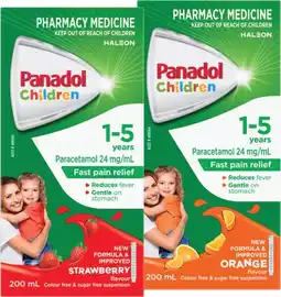 Pharmacist Advice Panadol Children 1-5 Years Strawberry or Orange Flavour 200mL offer
